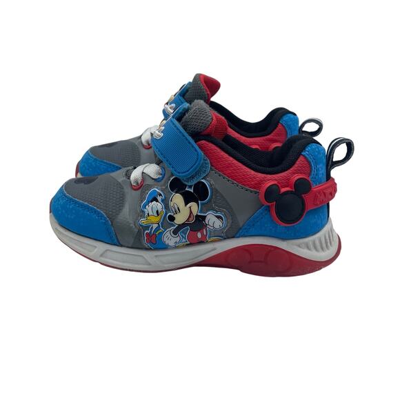 Mickey Mouse Disney Junior Light Up Shoes Hook Loop Toddler Kids 10 - Picture 1 of 8
